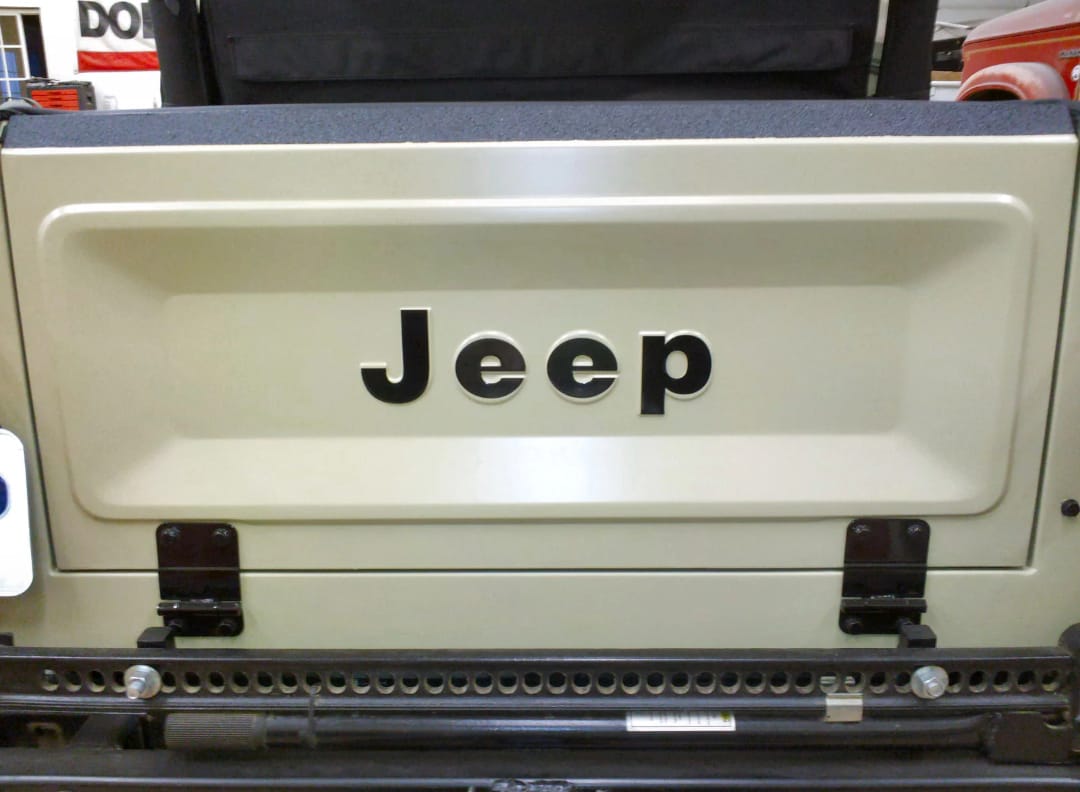 WhatsApp Image 2025-12-05 at 9.39.44 PM Jeep CJ black vinyl decal set tailgate. - Image 1